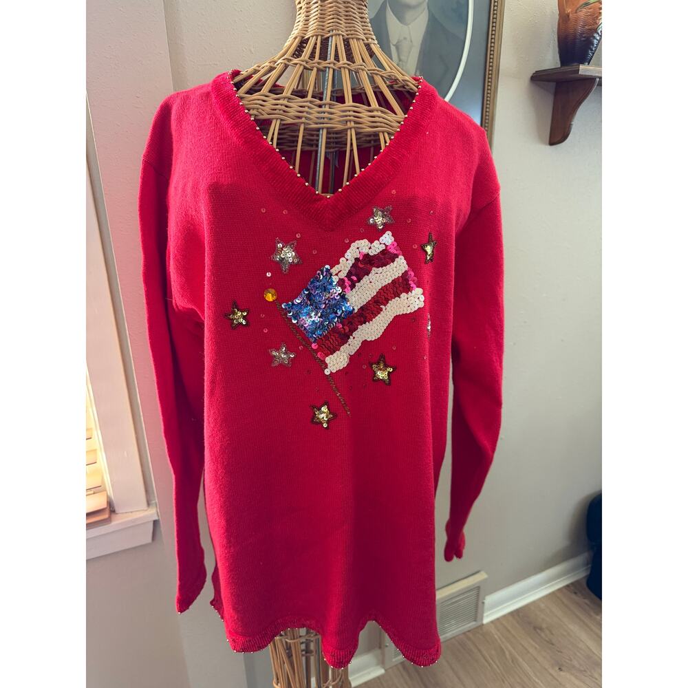 Patriotic Vintage Sweater 1980's The Cracker Factory Size XL